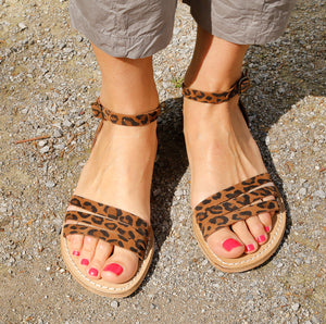 GIAN LUCA Leopard Print Leather Sandal