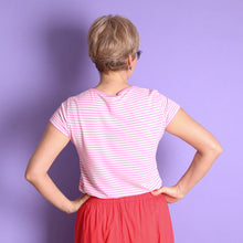 Load image into Gallery viewer, ANNE CLAIRE B8165 STRIPES PINK/WHITE SWEATER
